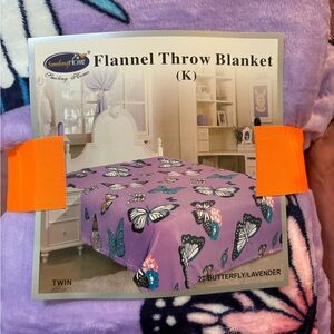 Lavender Butterfly Flannel Throw Blanket